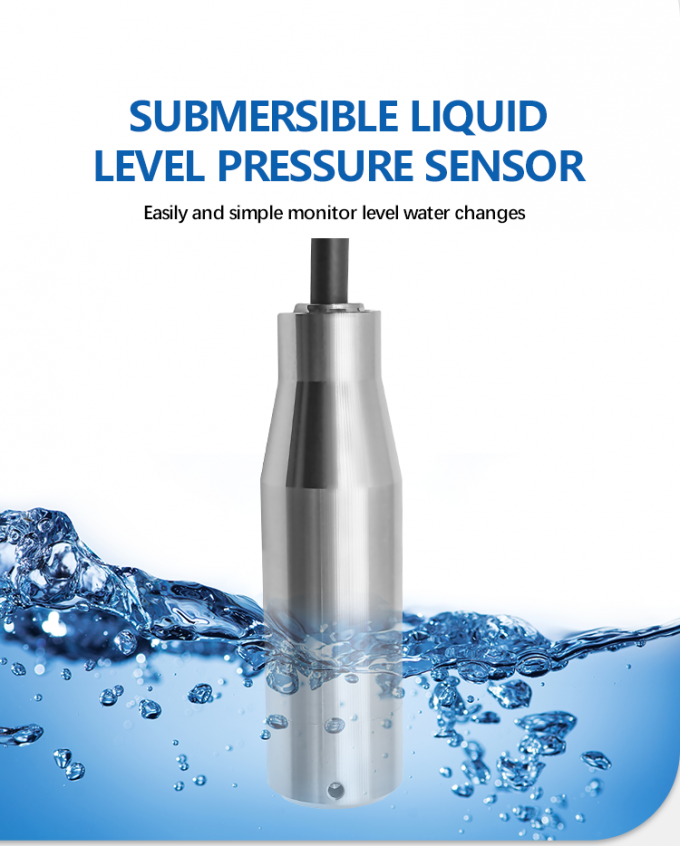 Capteur de niveau d'eau submersible 4-20mA pour la mesure du niveau d'eau et d'huile Température de travail -20-80C Interface RS485 IIC 0