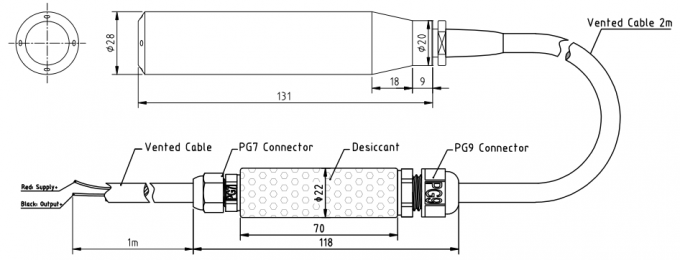 Détecteur de niveau de liquide de l'eau souterraine hydrostatique 12V DC Capteur de profondeur d'eau 1