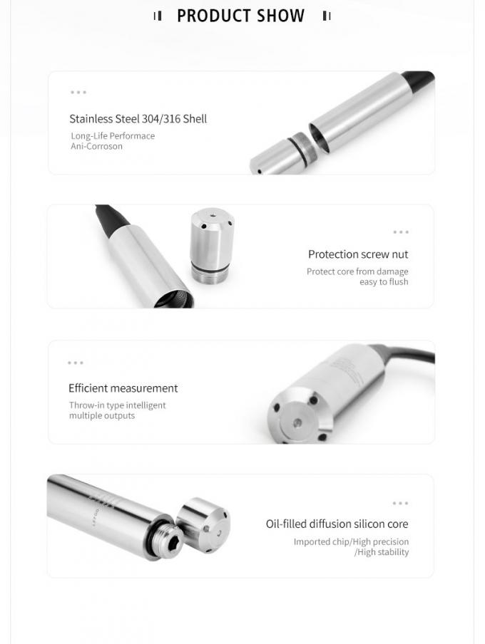 Rujia 4-20ma Capteur de niveau de liquide submersible Indicateur Transmetteur Capteurs hydrostatiques de niveau d'eau pour le traitement des eaux usées 2