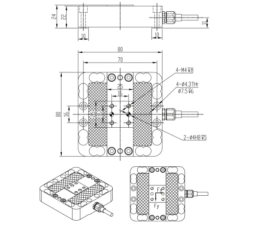 Transducteur de force multi-axe Fx Fy Fz Force axiale mesurant 50n 100n cellule de charge 0